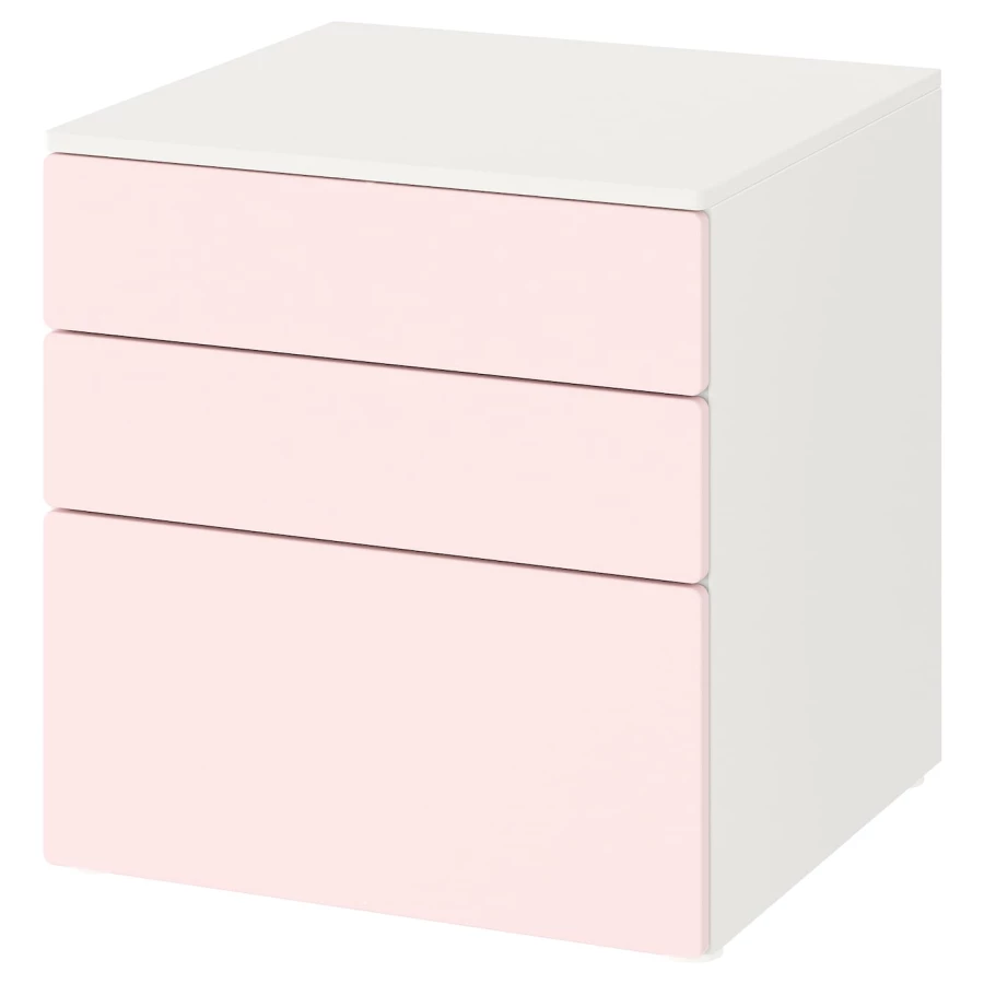 Комод детский - IKEA PLATSA/SMÅSTAD/SMASTAD, 60x55x63 см, белый/розовый, ИКЕА (изображение №1)