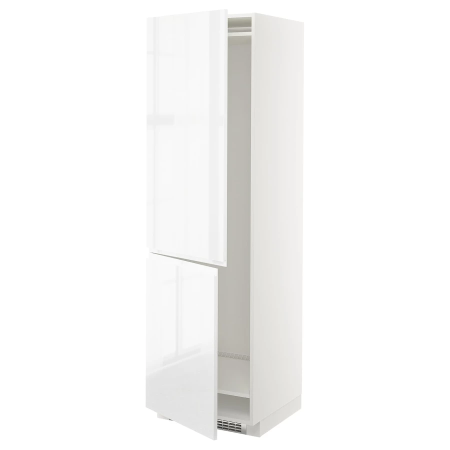Высокий кухонный шкаф - IKEA METOD/МЕТОД ИКЕА, 200х60х60 см, белый глянцевый (изображение №1)