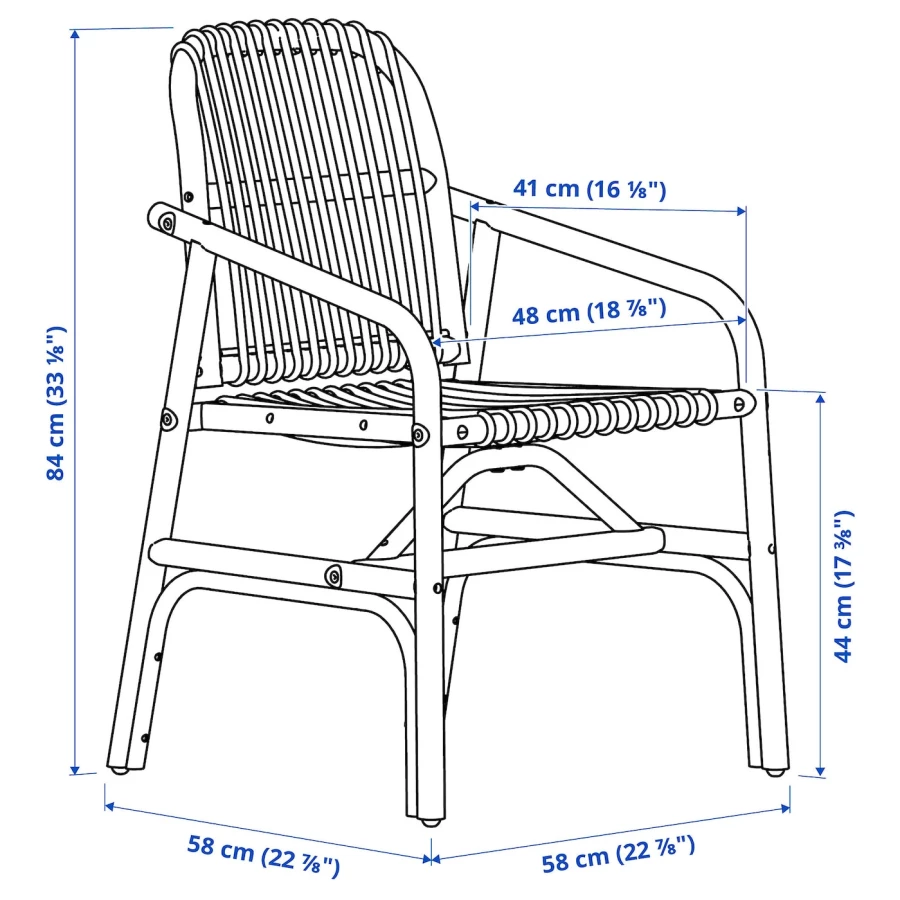 Стул с подлокотниками - SALNÖ / SALNO/ IKEA /ИКЕА, 84х48х41 см, светло-коричневый (изображение №3)