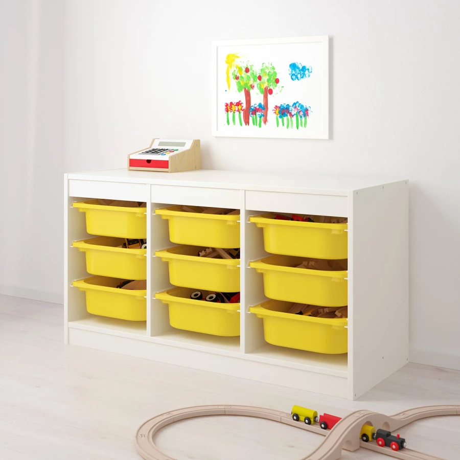 Стеллаж - IKEA TROFAST, 99х44х56 см, белый/желтый, ТРУФАСТ ИКЕА (изображение №3)