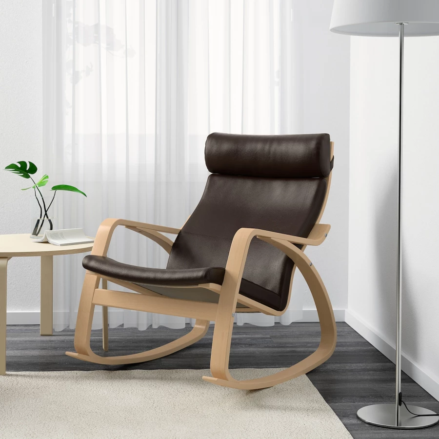 Кресло-качалка - IKEA POÄNG/POANG/ПОЭНГ ИКЕА, 68х94х95 см, коричневый (изображение №2)