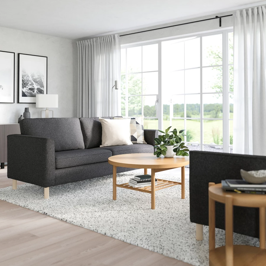 3-местный диван - IKEA PÄRUP/PARUP/ПЭРУП ИКЕА, 206х80х69 см, черный (изображение №2)