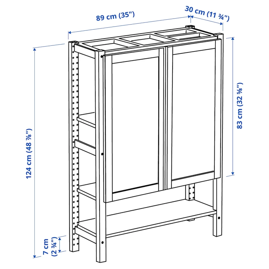 Комбинация для хранения - IKEA IVAR/ИВАР ИКЕА, 89х30х124 см, сосна/черный (изображение №5)