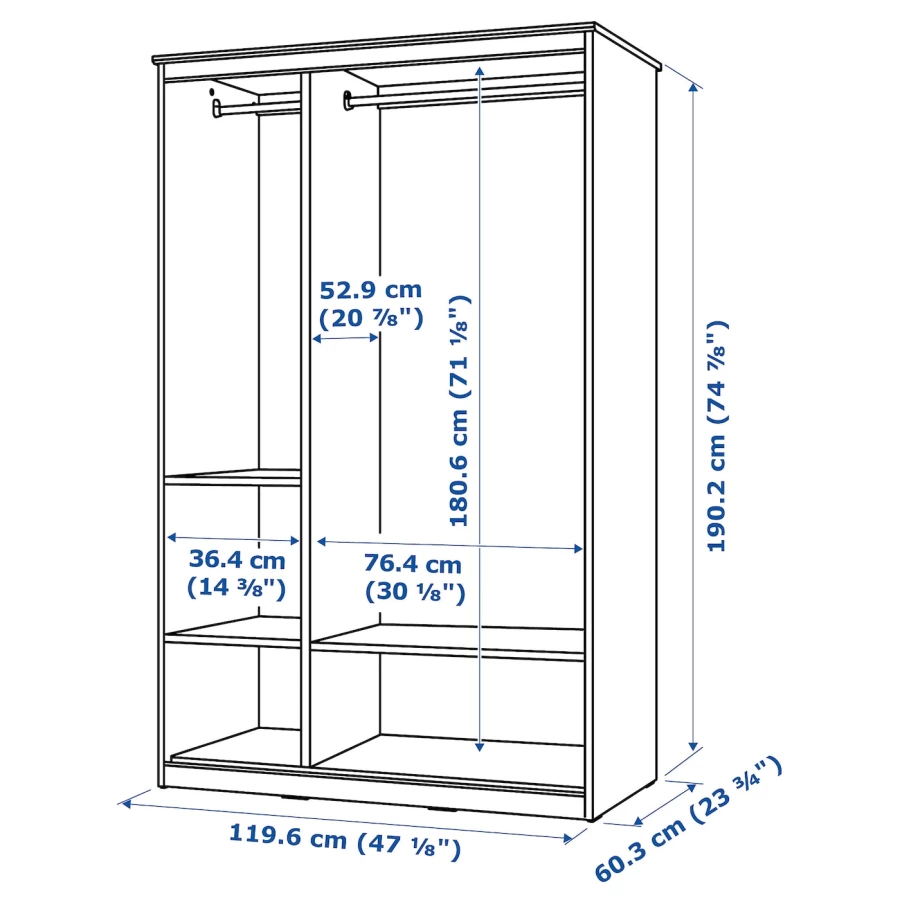 Шкаф - SONGESAND IKEA/ СОНГЕСАНД ИКЕА, 120x60x191, белый (изображение №5)