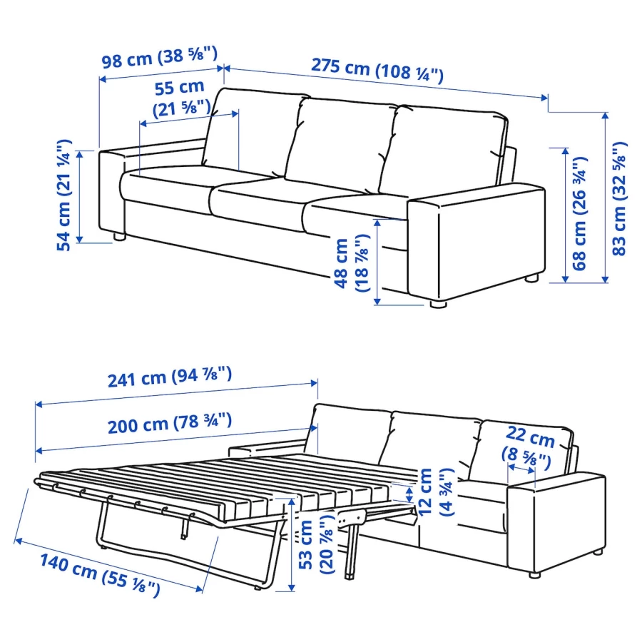3-местный диван с шезлонгом - IKEA VIMLE, 98x275см, бежевый, ВИМЛЕ ИКЕА (изображение №10)