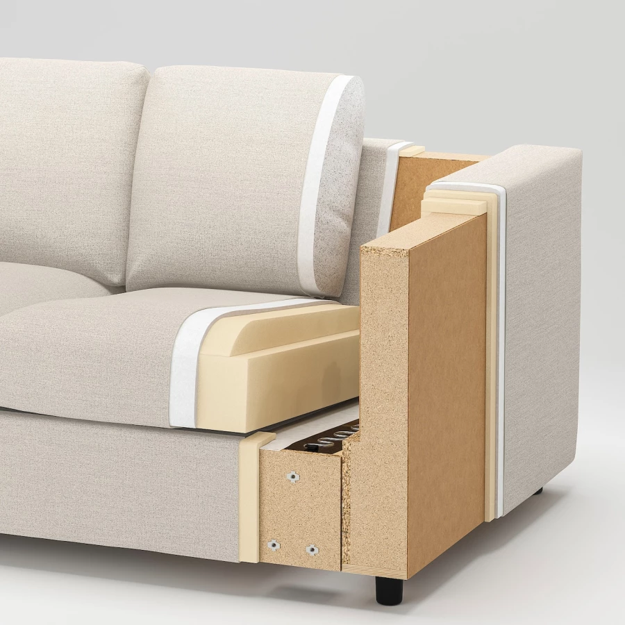 3-местный диван с шезлонгом - IKEA VIMLE, 261х98х83 см, черный, кожа, ВИМЛЕ ИКЕА (изображение №7)