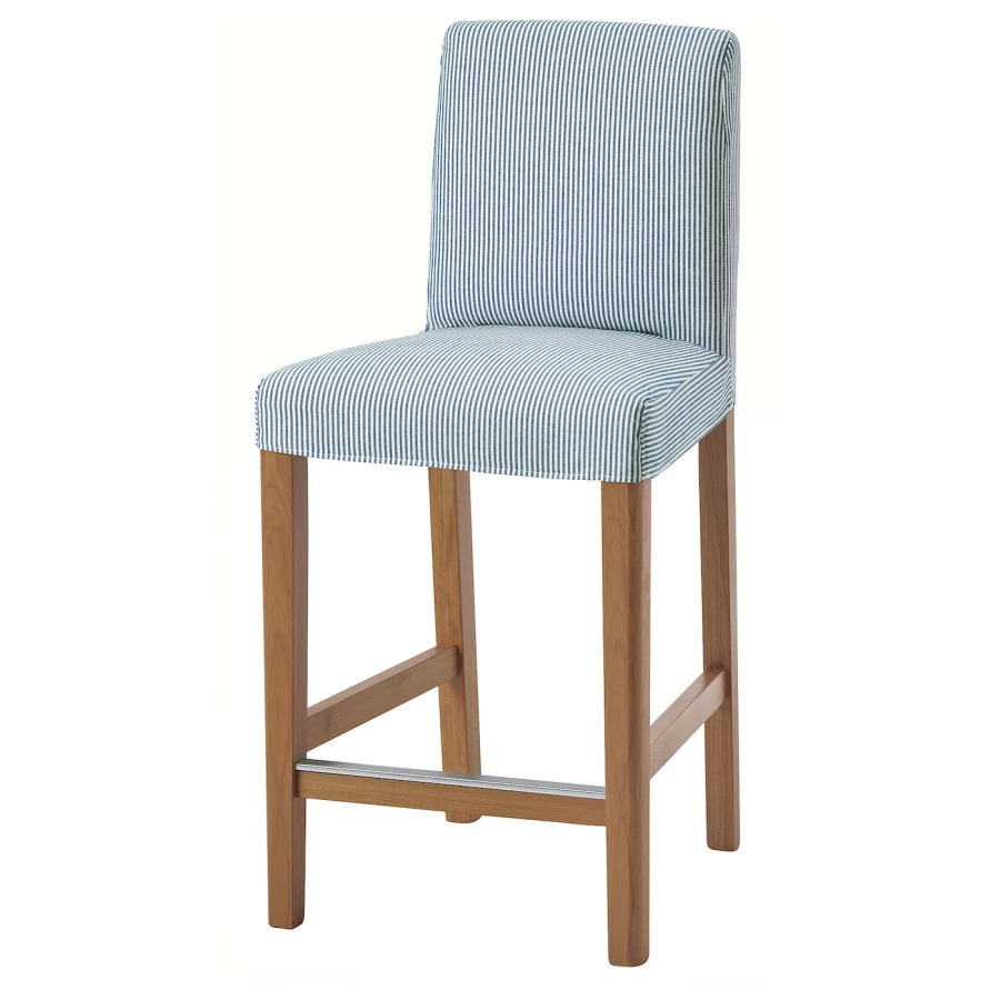 Барный стул со спинкой - BERGMUND IKEA/БЕРГМУНД ИКЕА, 97х45х48см, голубой (изображение №1)