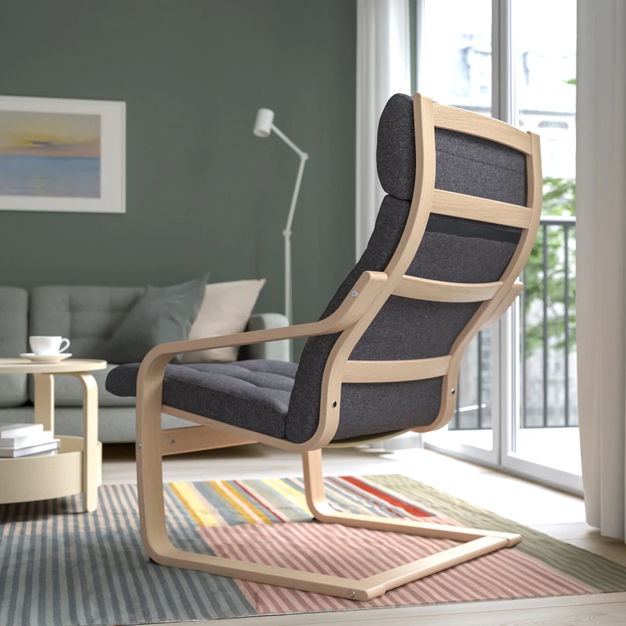 Кресло - IKEA POÄNG/POANG/ПОЭНГ ИКЕА, 68х82х100 см, тёмно-серый (изображение №3)