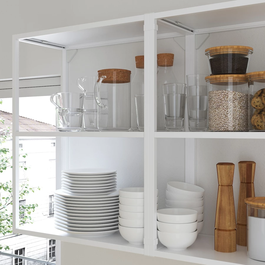 Комбинация для кухонного хранения  - ENHET  IKEA/ ЭНХЕТ ИКЕА, 183x63,5x222 см, белый/серый/бежевый (изображение №8)