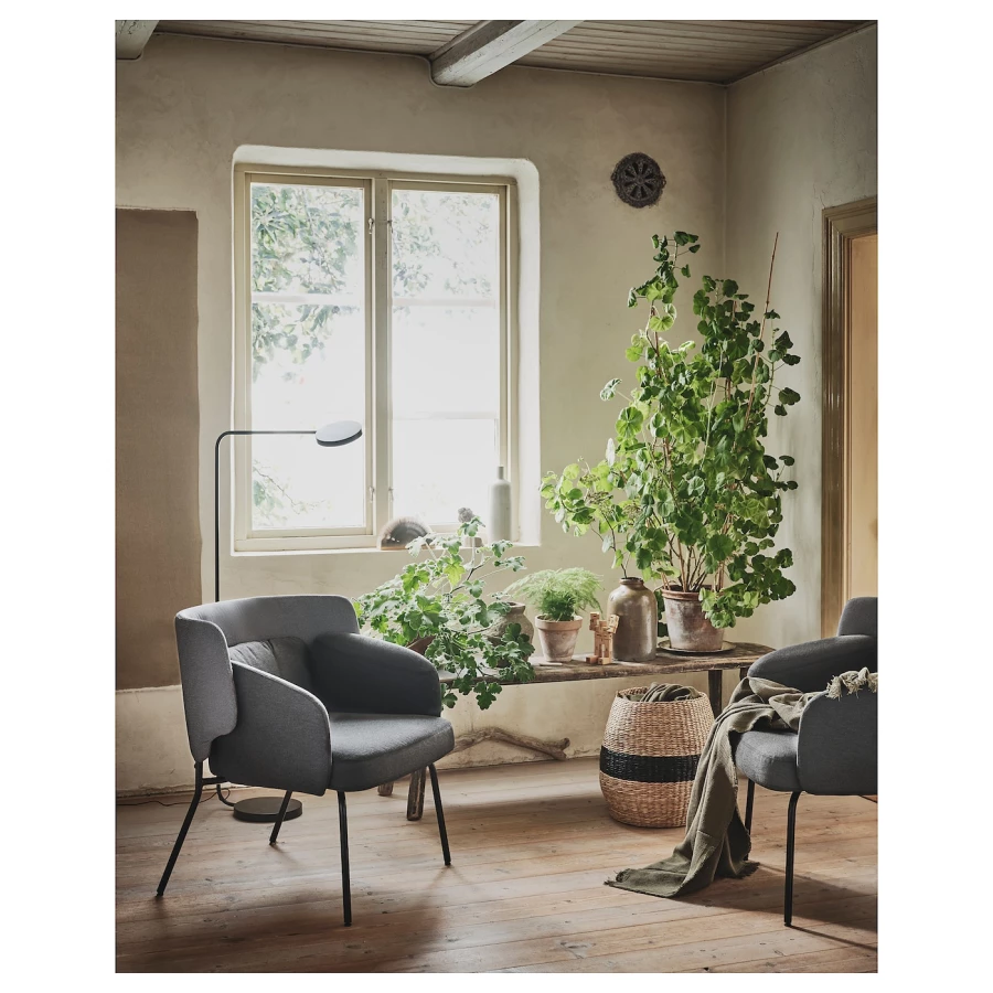 Кресло с подголовником - IKEA BINGSTA, 70х58х76 см, серый,  БИНГСТА ИКЕА (изображение №2)