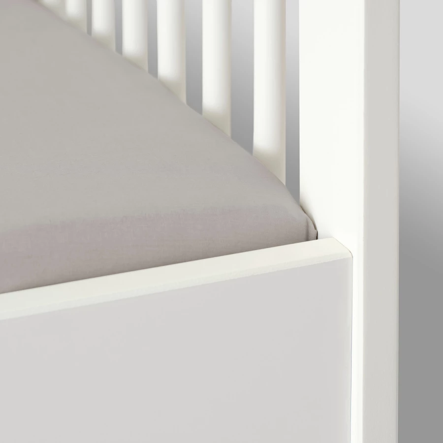 Простыня на кроватку - LENAST  IKEA/ ЛЕНАСТ ИКЕА, 60х120 см,  белый/серый (изображение №3)