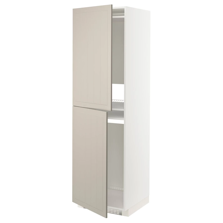 Высокий кухонный шкаф - IKEA METOD/МЕТОД ИКЕА, 200х60х60 см, белый/бежевый (изображение №1)
