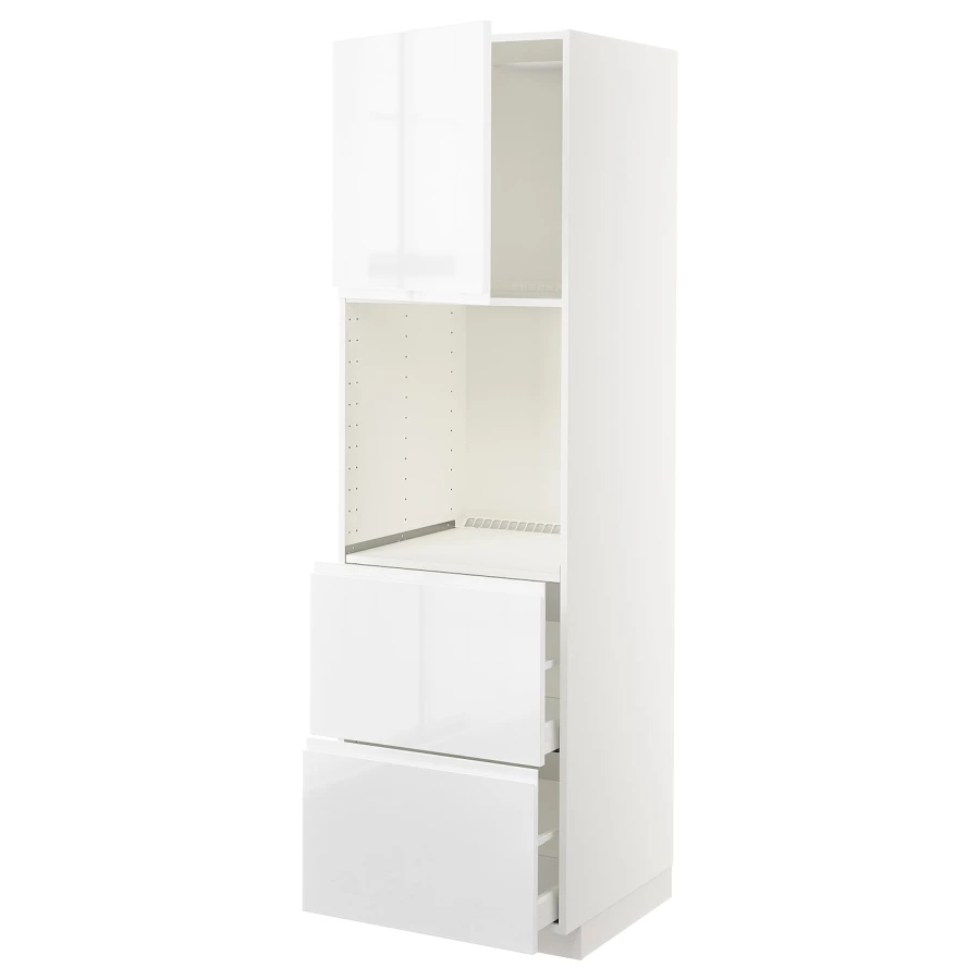 Высокий шкаф с ящиками - IKEA METOD/MAXIMERA/МЕТОД/МАКСИМЕРА ИКЕА, 200х60х60 см, белый/глянцевый (изображение №1)