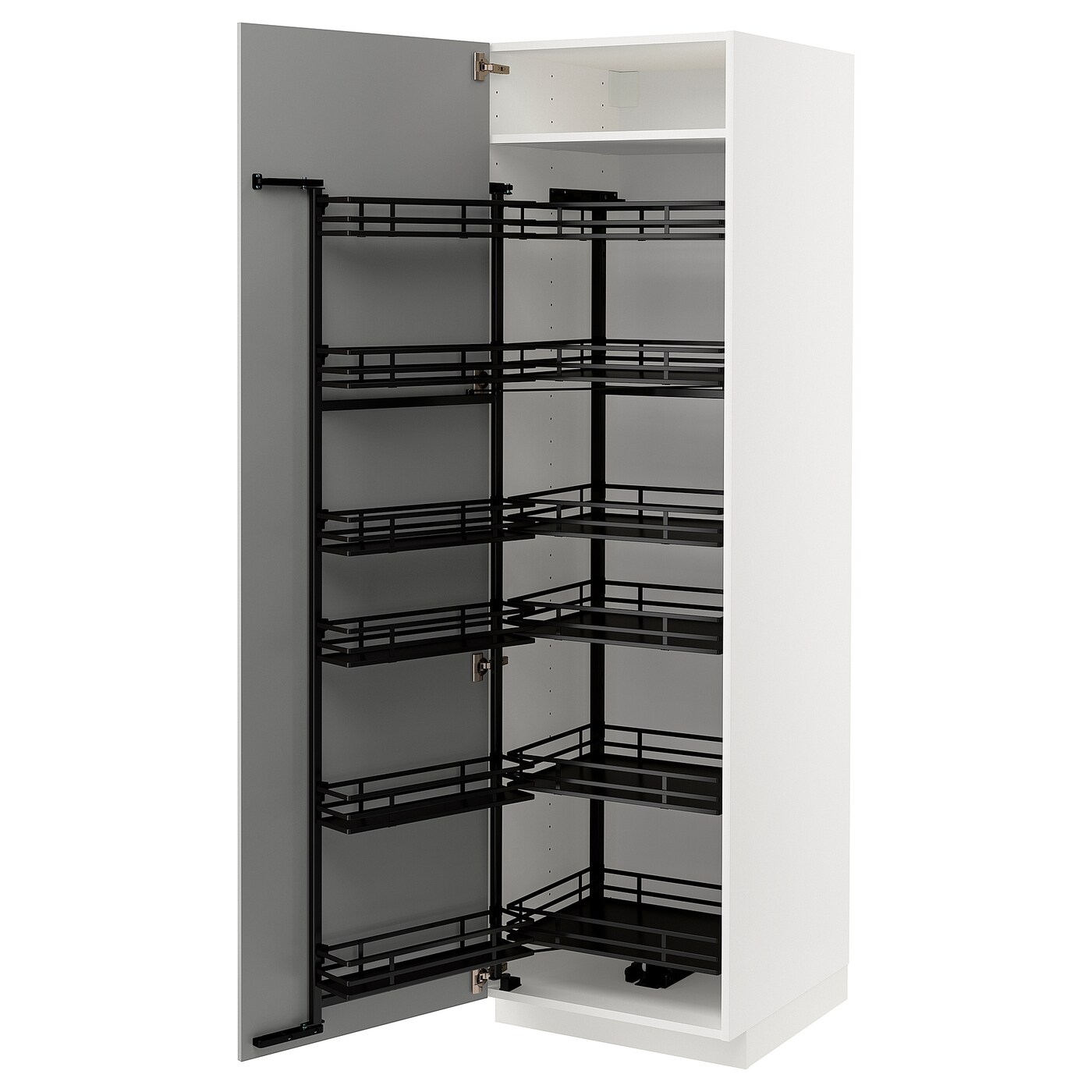 Высокий шкаф с выдвижной кладовой - IKEA METOD/МЕТОД ИКЕА, 60х60х200 см, белый/серый