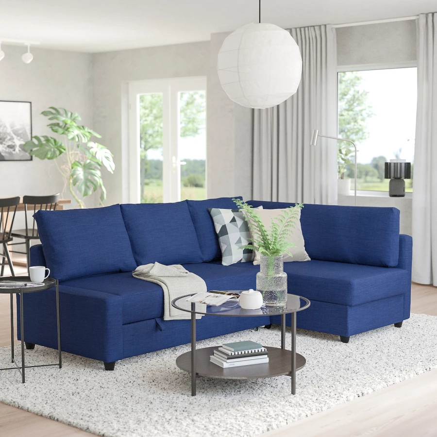 Угловой диван-кровать - IKEA FRIHETEN, 66x151x230см, cиний, ФРИХЕТЭН ИКЕА (изображение №2)