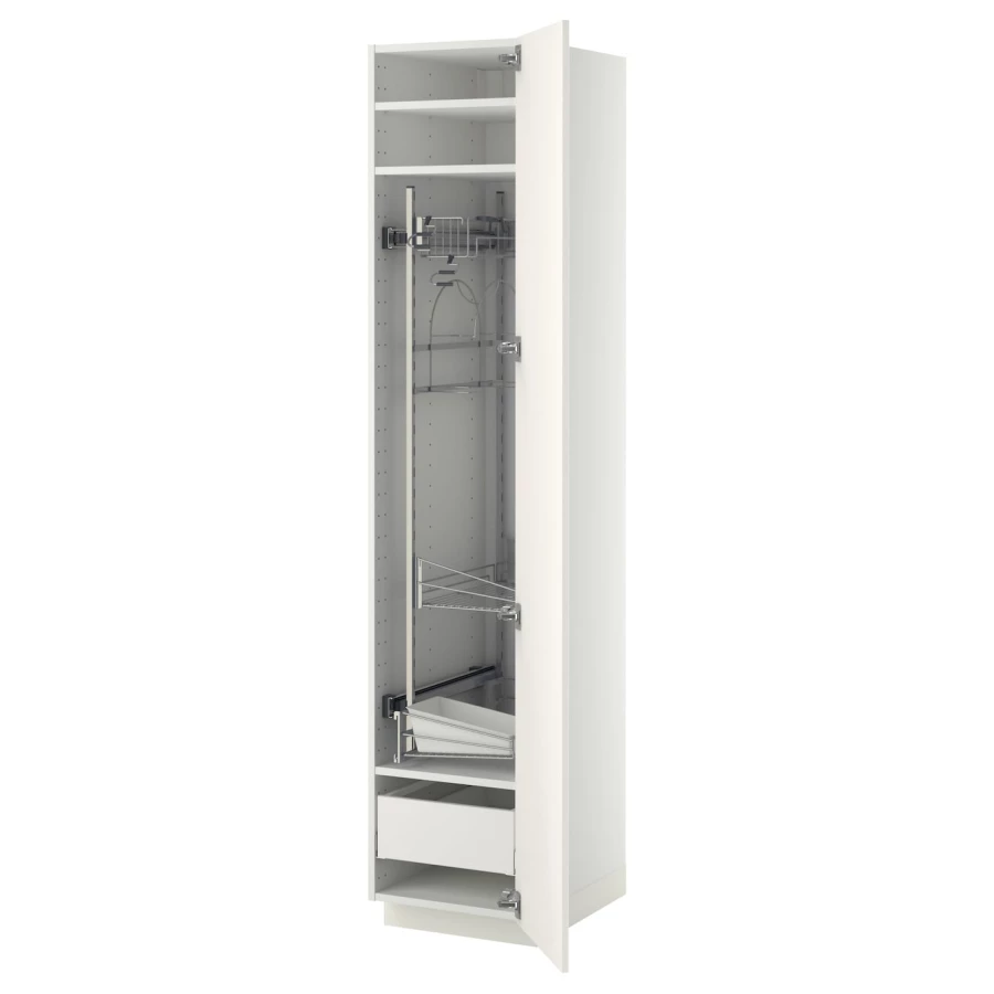 Высокий шкаф/бытовой - IKEA METOD/MAXIMERA/МЕТОД/МАКСИМЕРА ИКЕА, 200х60х40 см, белый (изображение №1)