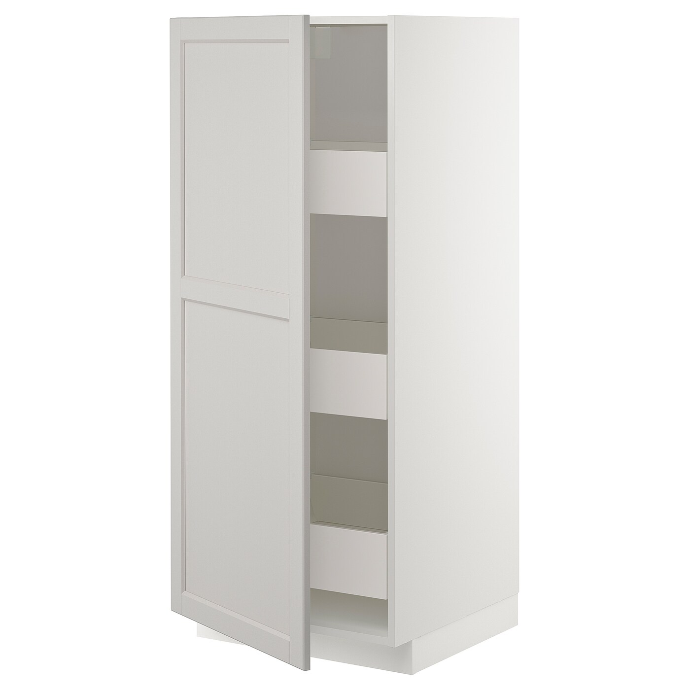 Высокий шкаф с ящиками - IKEA METOD/MAXIMERA/МЕТОД/МАКСИМЕРА ИКЕА, 140х60х60 см, белый/светло-серый