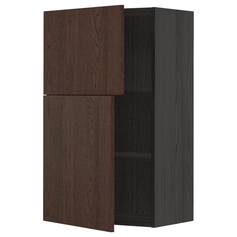 Навесной шкаф с полкой - METOD IKEA/ МЕТОД ИКЕА, 100х60 см,  черный/коричневый (изображение №1)