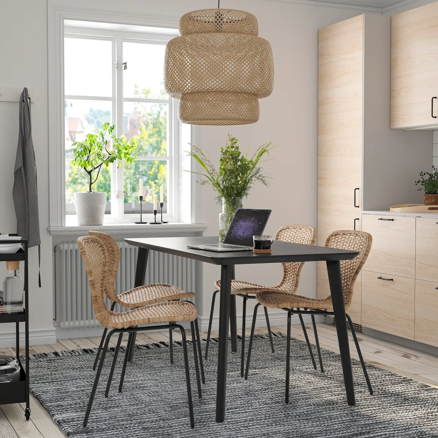 Кухонный стол - LISABO/ÄLVSTA IKEA / ЛИСАБО/АЛЬВСТА ИКЕА, 140х78 см, черный (изображение №2)