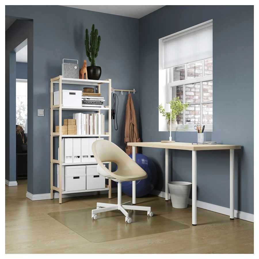 Письменный стол - IKEA MITTCIRKEL/ADILS, 120х60 см, сосна/белый, МИТЦИРКЕЛЬ/АДИЛЬС ИКЕА (изображение №4)