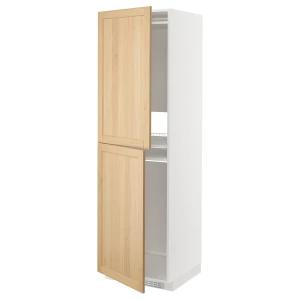 Высокий кухонный шкаф - IKEA METOD/МЕТОД ИКЕА, 200х60х60 см, белый/светло-коричневый