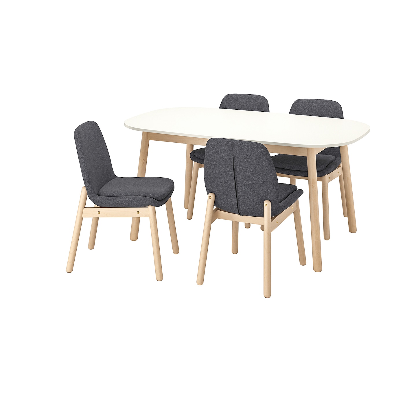 Стол и 4 стула - VEDBO / VEDBO IKEA/ ВЕДБО ИКЕА, 160х95 см, белый/серый