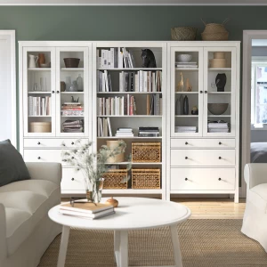 Второе фото. Шкаф со стеклянными дверцами - IKEA HEMNES/ХЕМНЭС ИКЕА, 270x197х37 см, белый