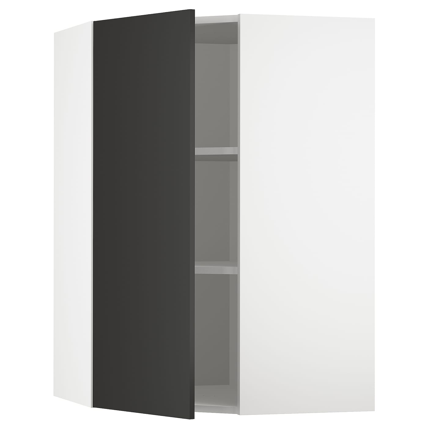 Угловой навесной шкаф с полками - METOD  IKEA/  МЕТОД ИКЕА, 100х68 см, белый/черный