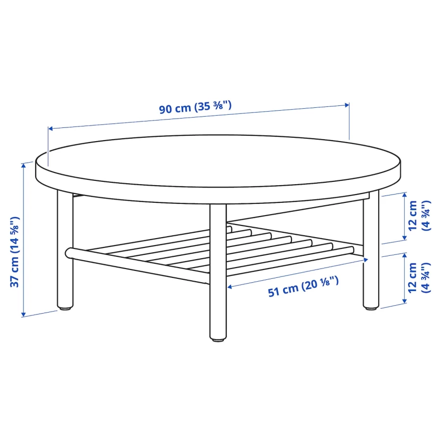 Журнальный стол - LISTERBY  IKEA/ ЛИСТЕРБИ ИКЕА, 90 см, коричневый (изображение №5)