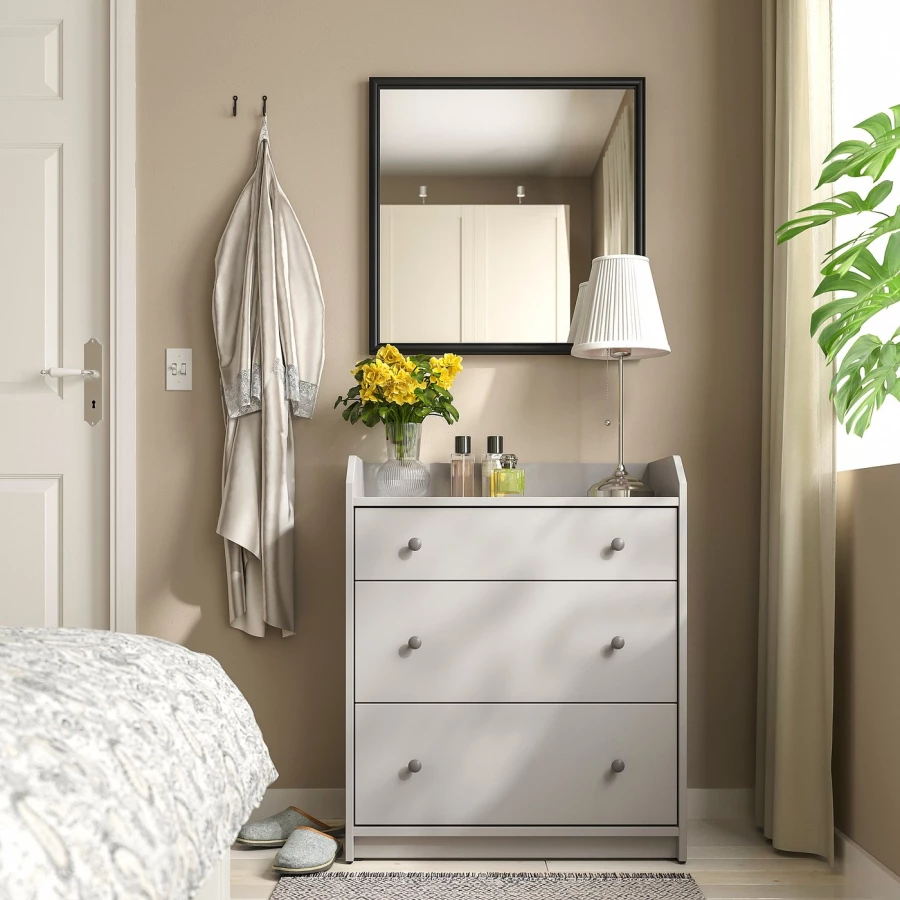 Зеркало - NYPONBUSKE IKEA/ НЮПОНБУСКИ ИКЕА, 65х65 см, черный (изображение №4)