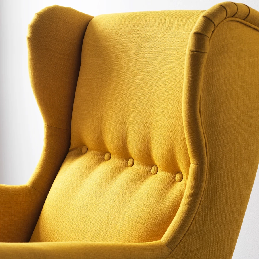 Кресло и табурет для ног - IKEA STRANDMON, 82х96х101 см,  желтый, СТРАНДМОН ИКЕА (изображение №3)