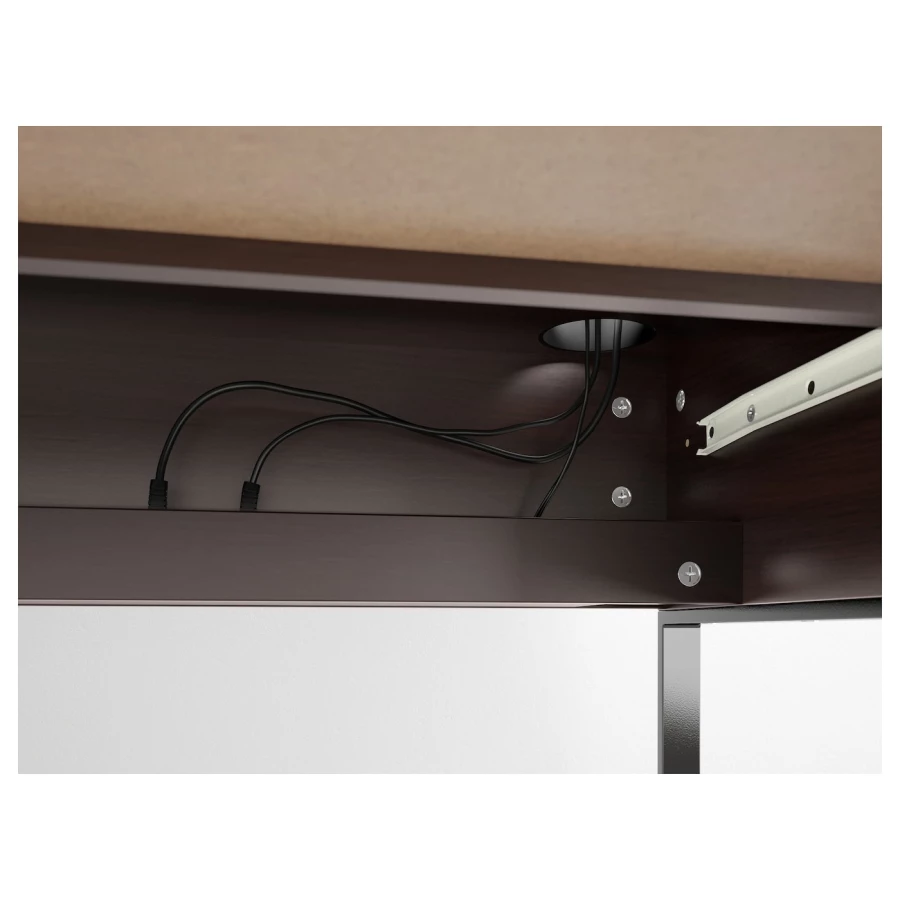 Письменный стол с ящиками - IKEA MICKE, 142x50 см,  черно-коричневый, МИККЕ ИКЕА (изображение №4)