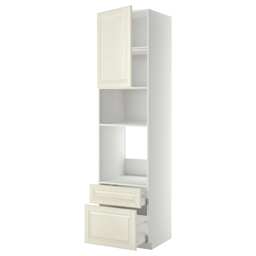 Высокий шкаф с ящиками - IKEA METOD/MAXIMERA/МЕТОД/МАКСИМЕРА ИКЕА, 240х60х60 см, белый/кремовый (изображение №1)