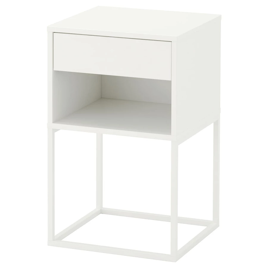Прикроватный столик - IKEA VIKHAMMER/ВИКХАММЕР ИКЕА, 39х40х65, белый (изображение №1)