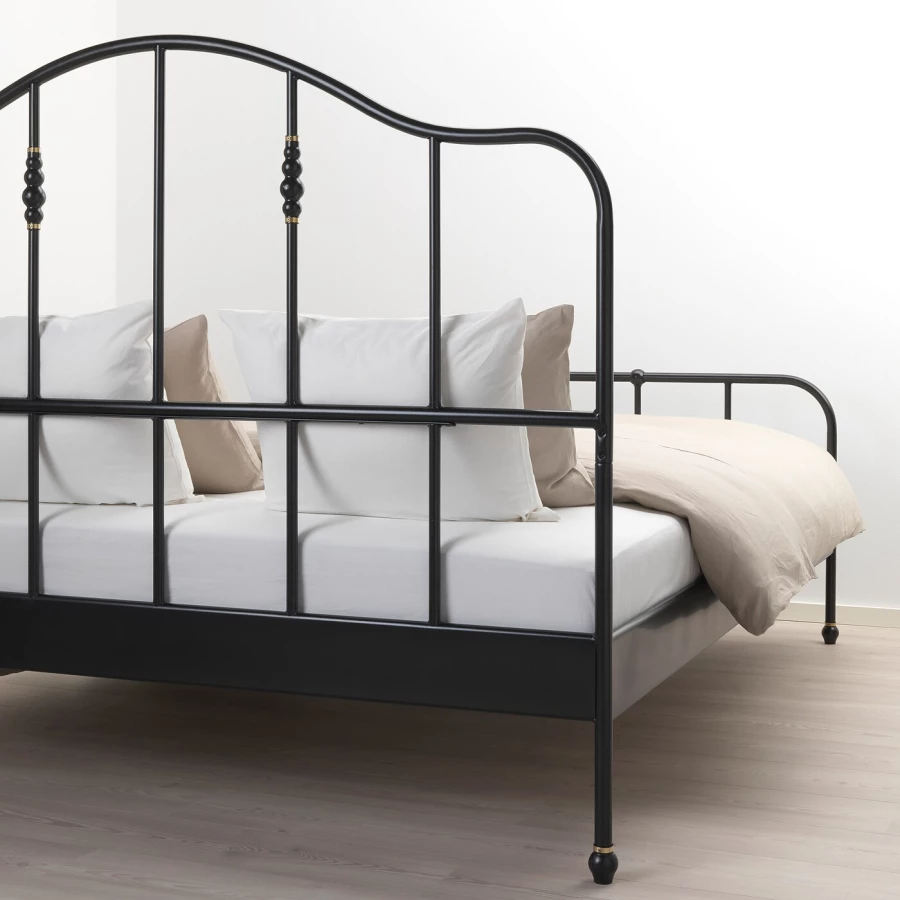 Двуспальная кровать - IKEA SAGSTUA/LINDBÅDEN/LINDBADEN, 200х160 см, черный, САГСТУА/ЛИНДБАДЕН ИКЕА (изображение №9)