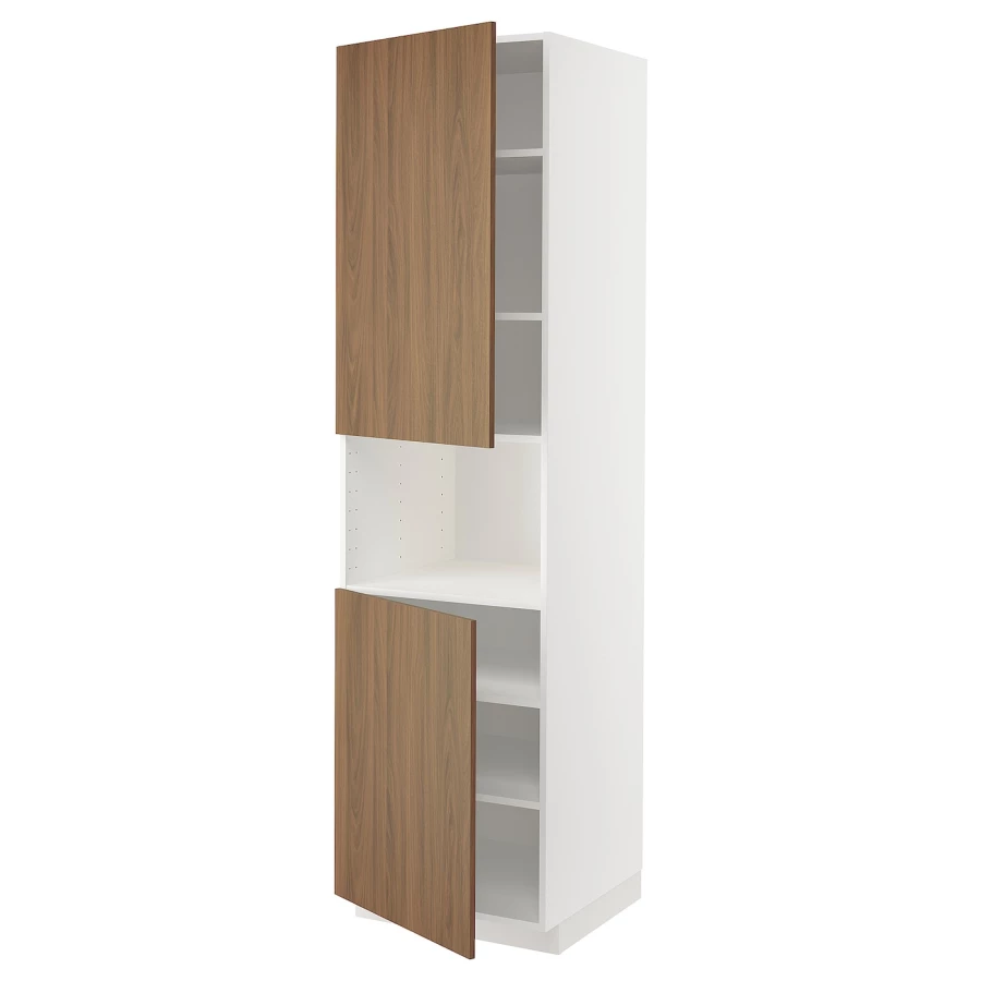 Высокий кухонный шкаф с полками - IKEA METOD/МЕТОД ИКЕА, 220х60х60 см, белый/коричневый (изображение №1)