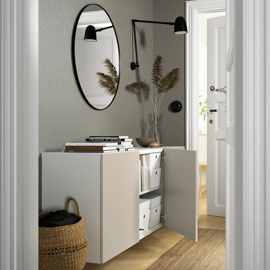 Навесной шкаф - IKEA BESTÅ/BESTA, 180x42x64 см, серый, Бесто ИКЕА (изображение №2)