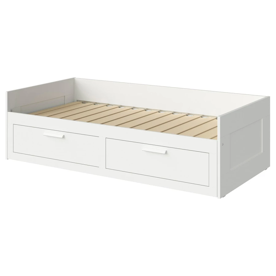 Каркас кровати-кушетки c 2 ящиками - IKEA BRIMNES, 80х200 см, белый, БРИМНЭС/БРИМНЕС ИКЕА (изображение №1)