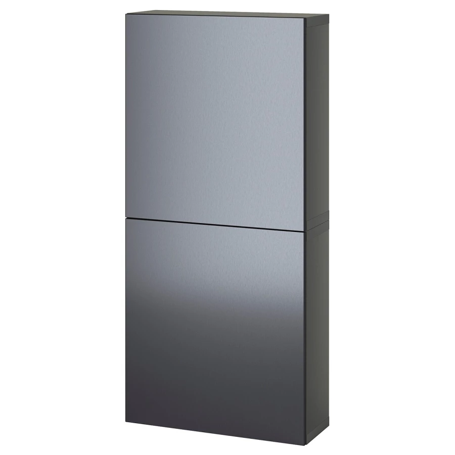 Настенный шкаф - BESTÅ / BESTА IKEA/  БЕСТА ИКЕА,  60х128 см, черный/серый (изображение №1)
