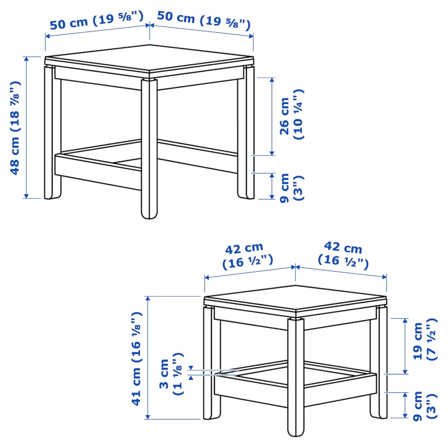 Столы - IKEA HAVSTA/ХАВСТА ИКЕА, 48х50х50/41х42х42 см, белый (изображение №6)