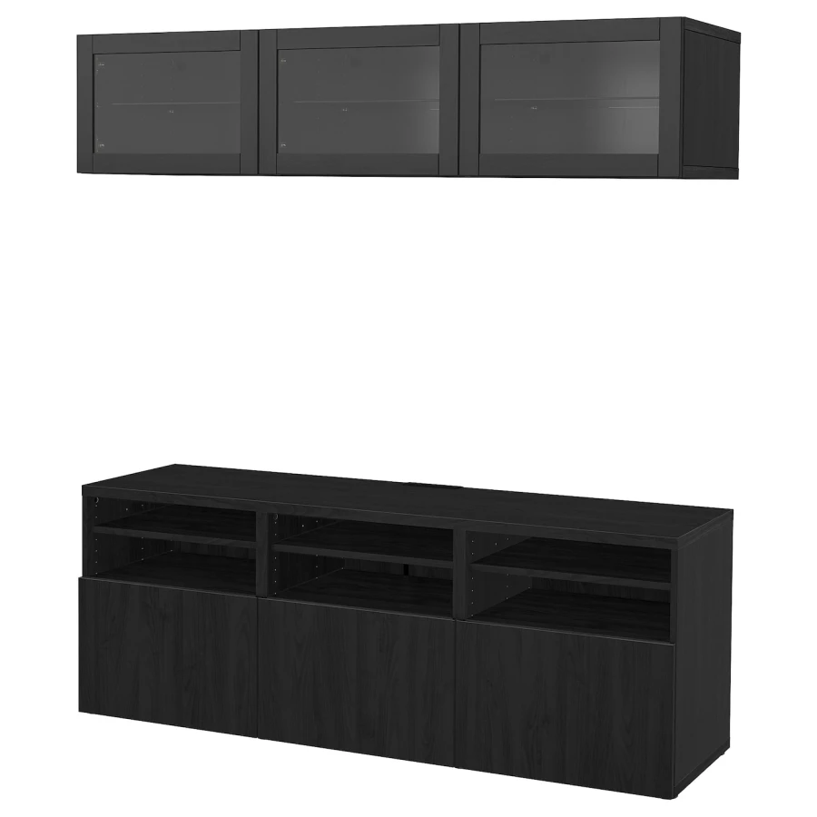 Комбинация для хранения ТВ - IKEA BESTÅ/BESTA, 192x42x180см, черный, БЕСТО ИКЕА (изображение №1)