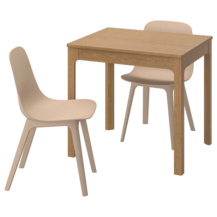 Стол и 2 стула - IKEA EKEDALEN/ODGER/ЭКЕДАЛЕН/ОДГЕР ИКЕА, 120х80 см, дуб/бежевый (изображение №1)