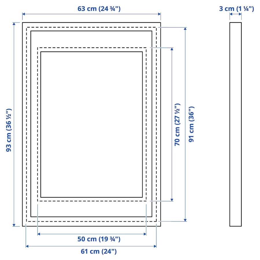 Рамка - IKEA RÖDALM/RODALM/РОДАЛЬМ ИКЕА, 91х61 см, белый/коричневый (изображение №6)