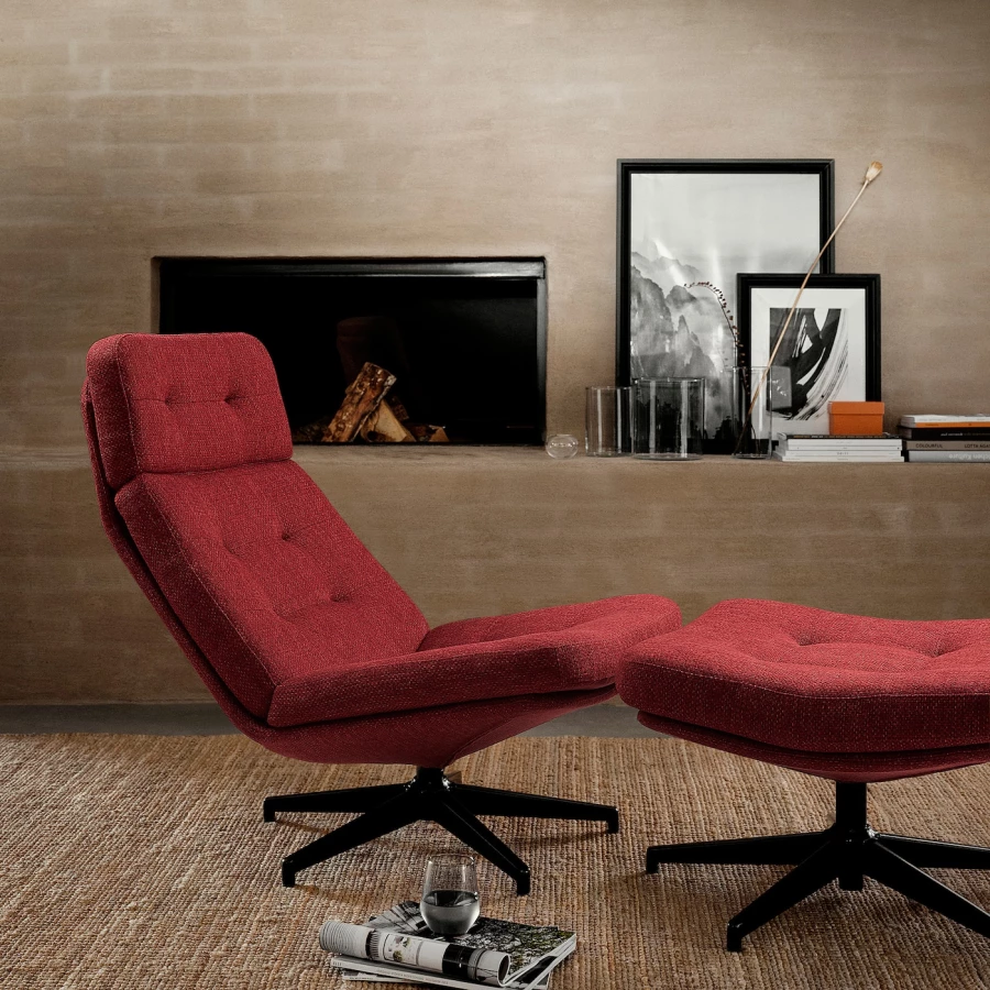 Вращающееся кресло - IKEA HAVBERG, 66х99х92 см, красный, ХАВБЕРГ ИКЕА (изображение №2)