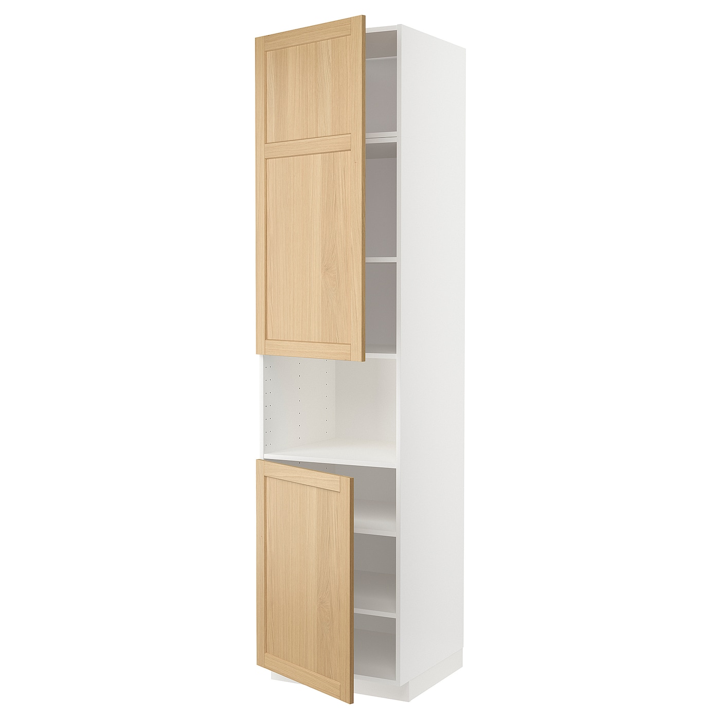 Высокий шкаф с полками - IKEA METOD/МЕТОД ИКЕА, 240х60х60 см, белый/светло-коричневый