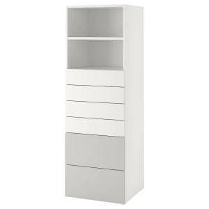 Комод детский - IKEA PLATSA/SMÅSTAD/SMASTAD, 60x55x180 см, белый, ИКЕА