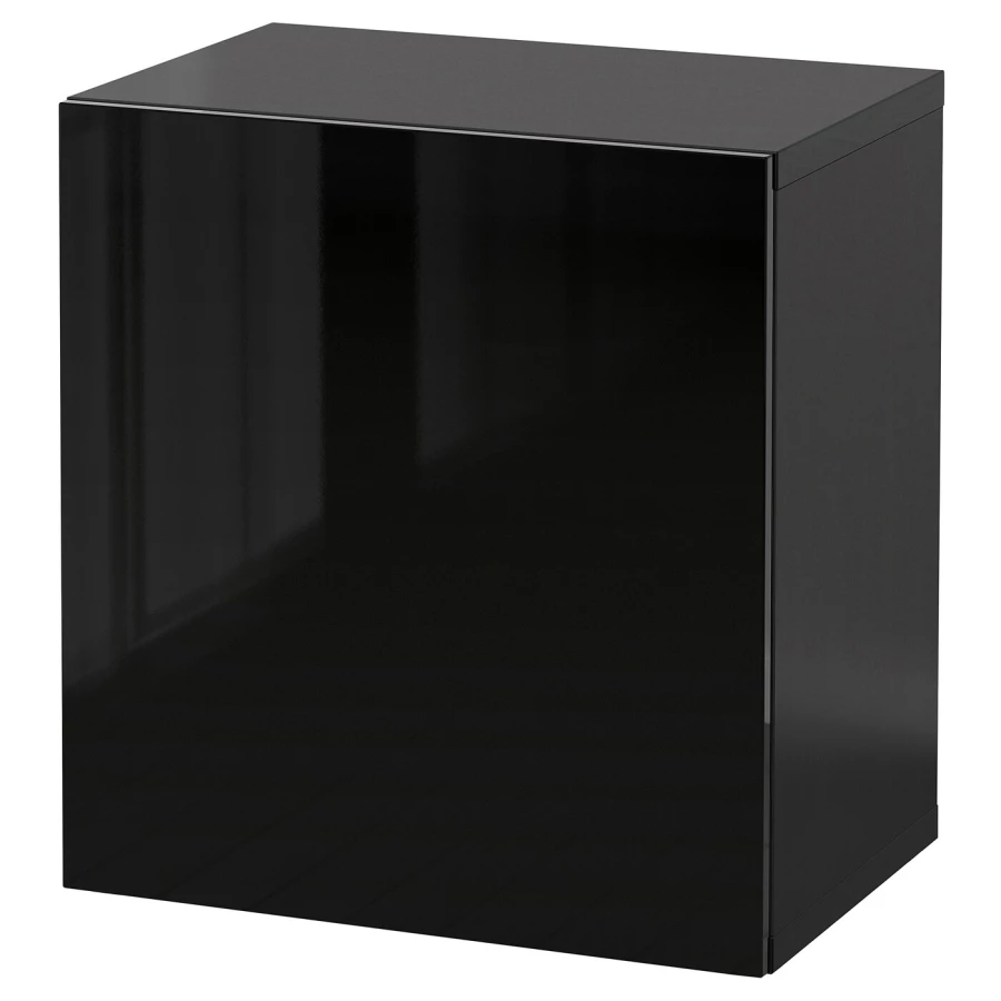 Настенный шкаф - IKEA BESTÅ/BESTA, 60x42x64 см, черный, БЕСТО ИКЕА (изображение №1)