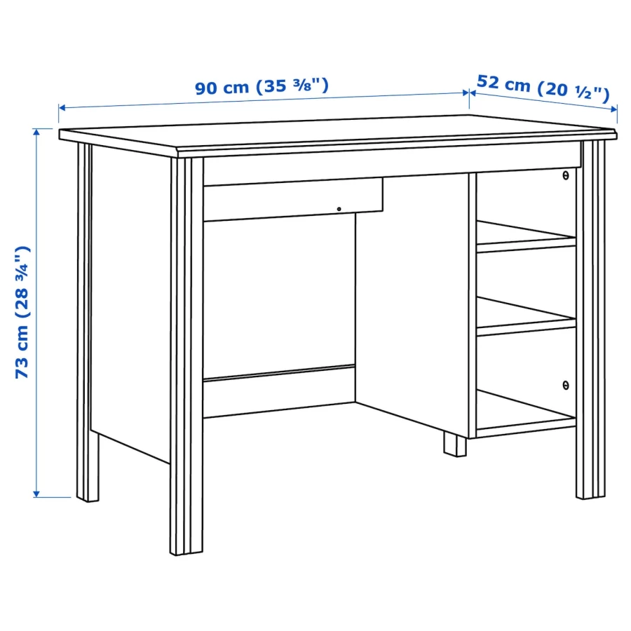 Письменный стол - BRUSALI IKEA/ БРУСАЛИ ИКЕА,  90х73 см, белый (изображение №4)
