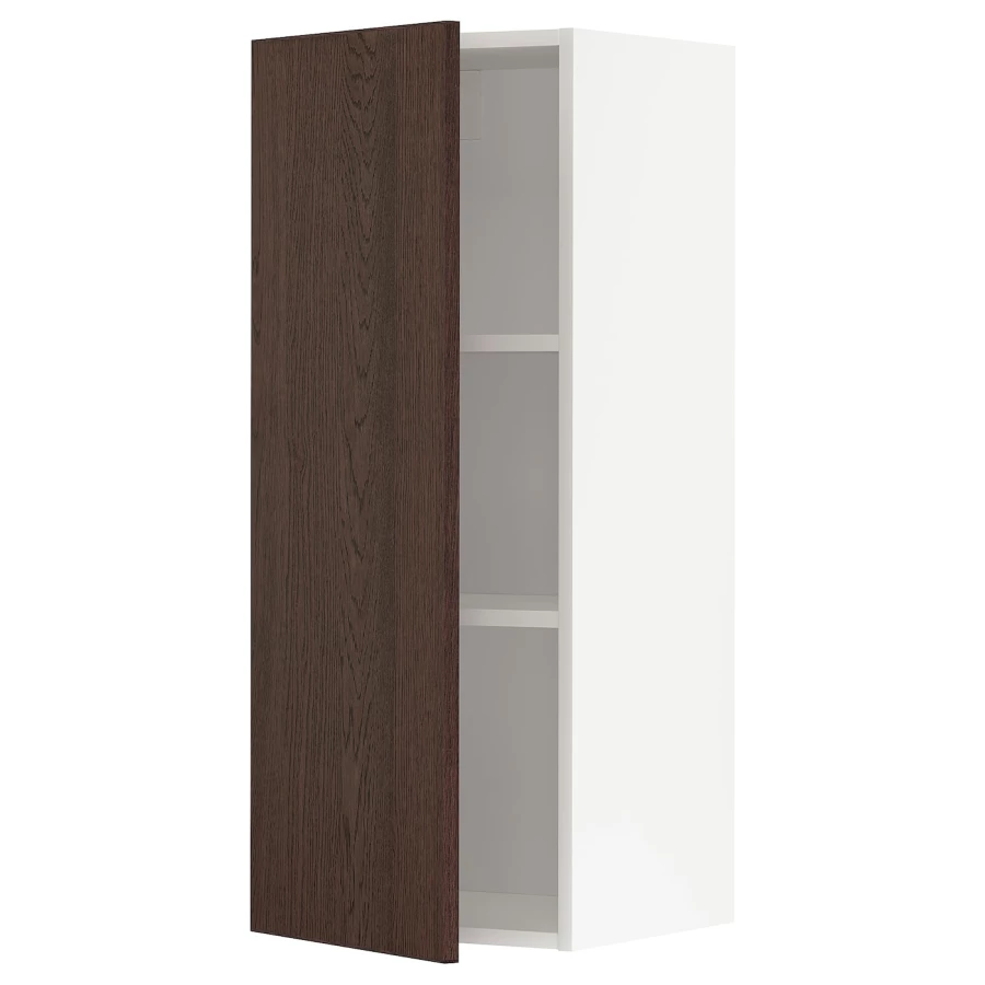 Навесной шкаф с полкой - METOD IKEA/ МЕТОД ИКЕА, 100х40 см, белый/коричневый (изображение №1)