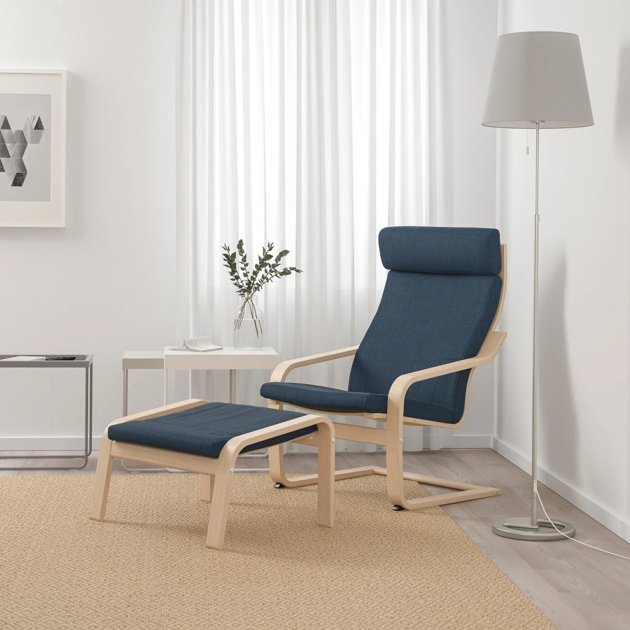 Кресло - IKEA POÄNG/POANG/ПОЭНГ ИКЕА, 68х82х100 см, тёмно-синий (изображение №2)